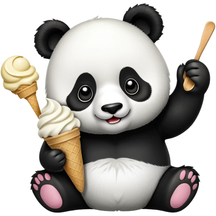 Panda eating ice cream emoji