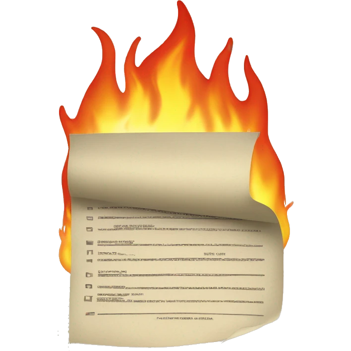 document on fire emoji