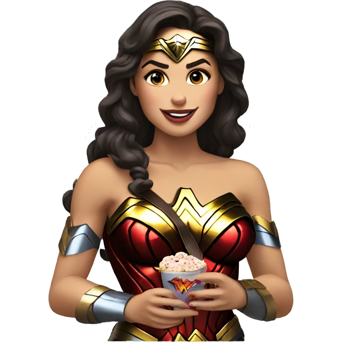 wonder woman eating chocolate emoji