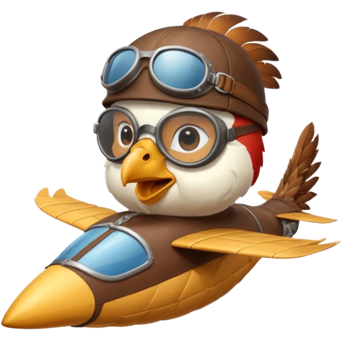 rooster pilot flying glider emoji