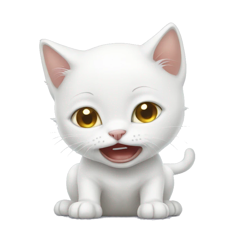 White kitten crying  emoji