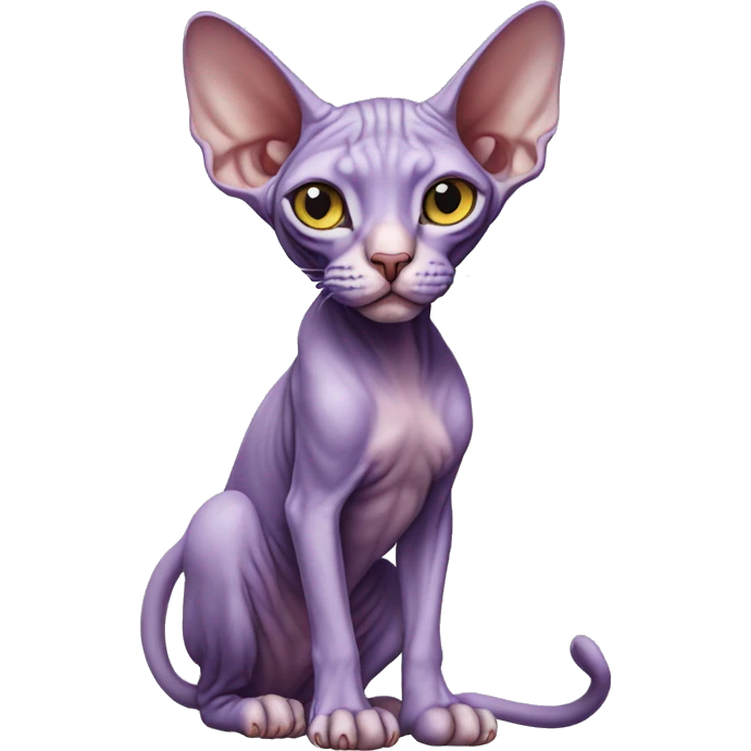 Purple sphynx cat on two legs emoji