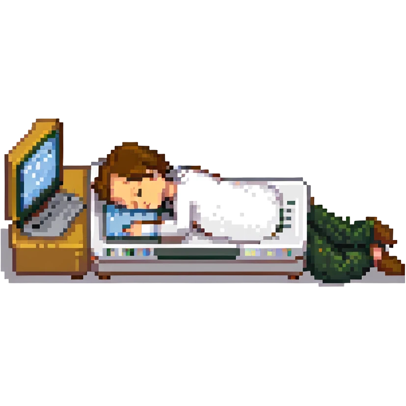 stick figure asleep at his laptop emoji