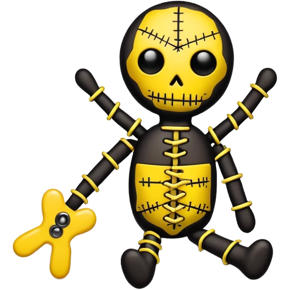 black and yellow voodoo doll emoji