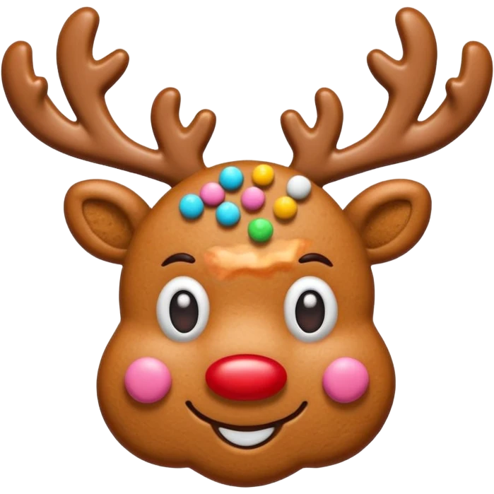 gingerbread cookie in cute reindeer face shape emoji