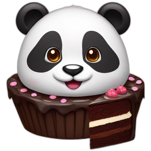 Panda with chocolate cake emoji