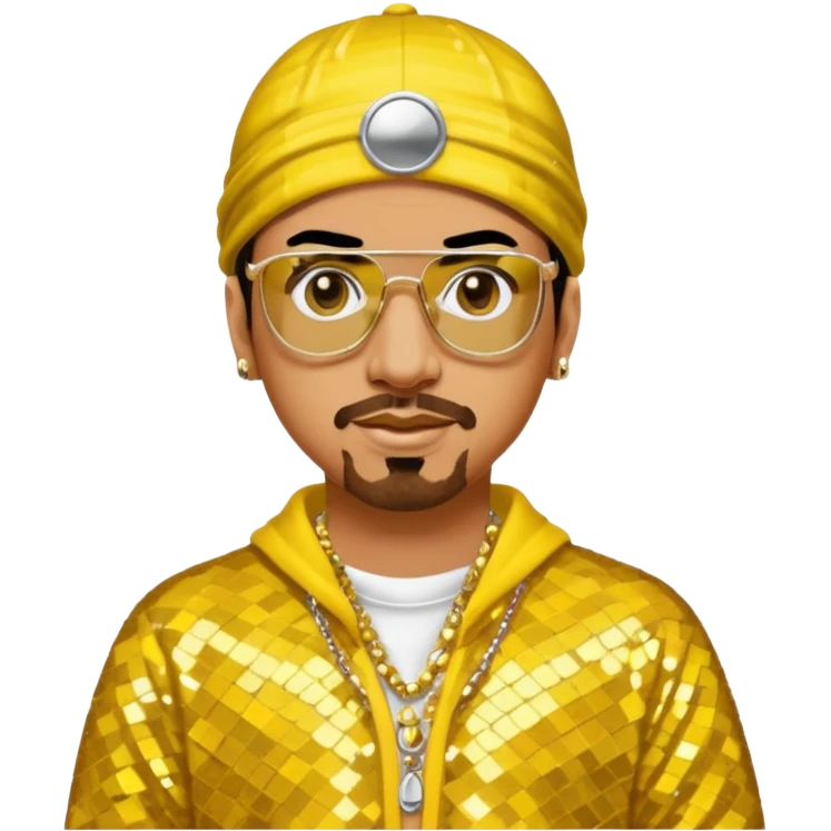 Ali G with yellow sequin outfit emoji