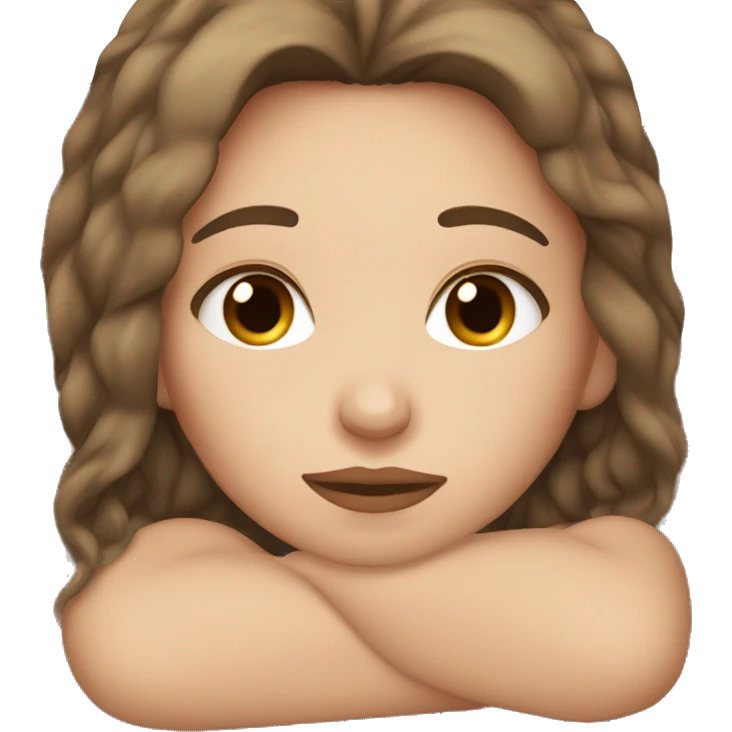 white girl brown hair laying down on pillow  emoji