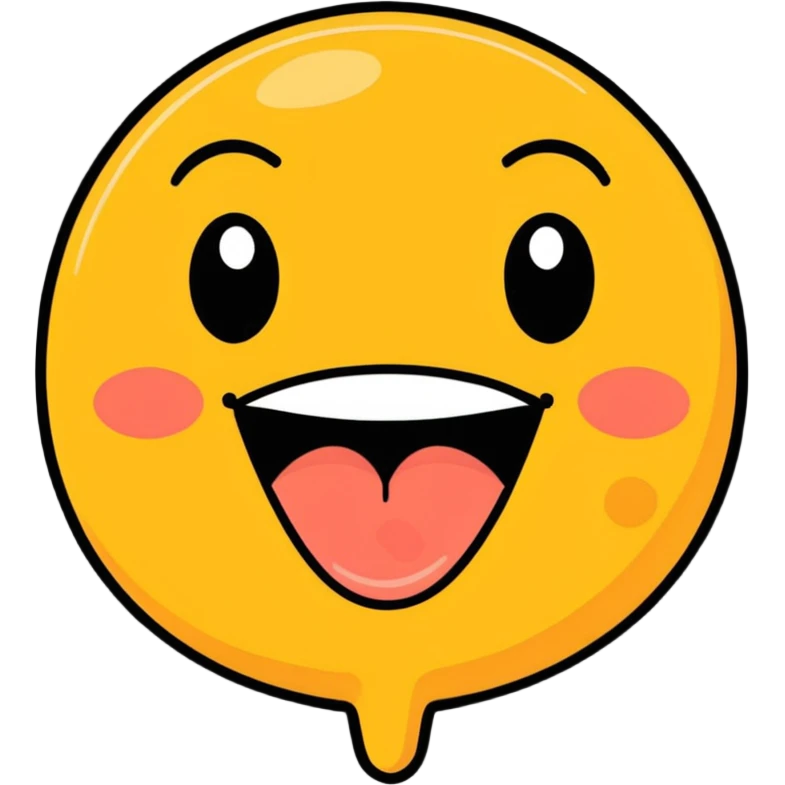 dirty, filthy, gross laughing emoji with pimples and oily skin, cartoon style emoji