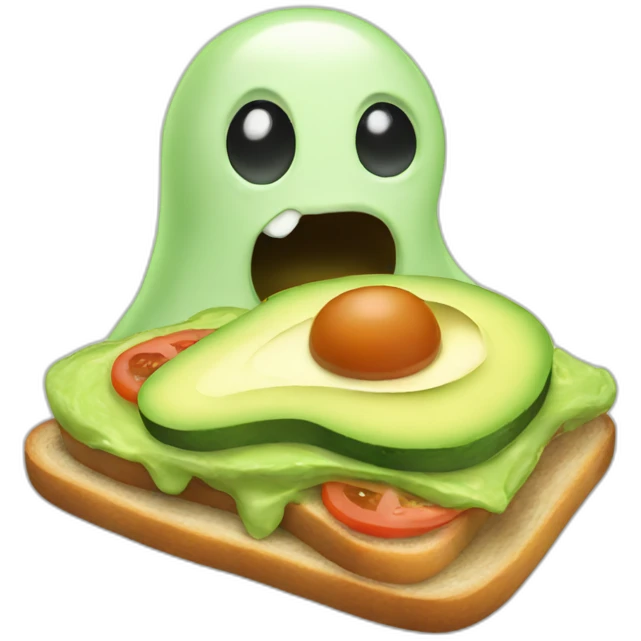 a friendly ghost eating avocado toast emoji