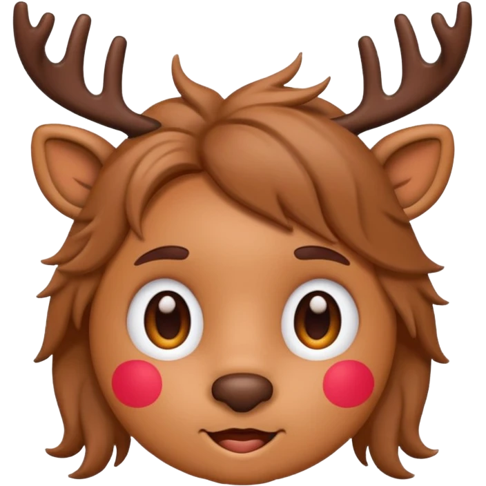 Rudolph cute face emoji for slack simple with hair emoji