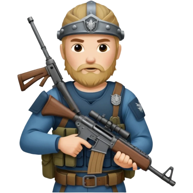 Viking in seal team 6 outfit with a military rifle emoji