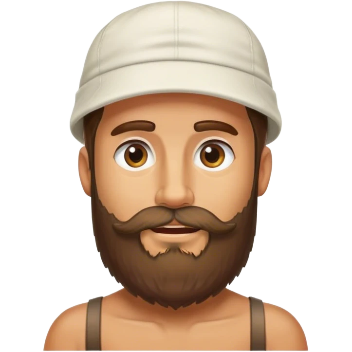 white, gym bro, shirtless, backwards hat, hairy chest, beard, emoji