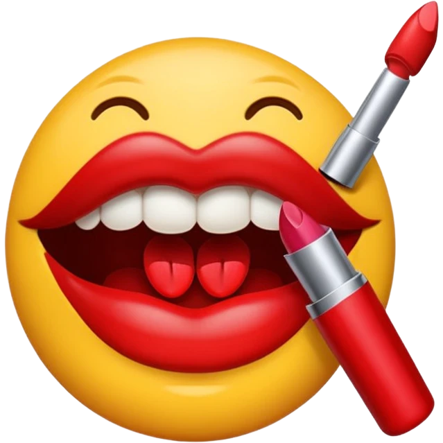 Smiling emoji emoticon covered in lipstick kisses emoji
