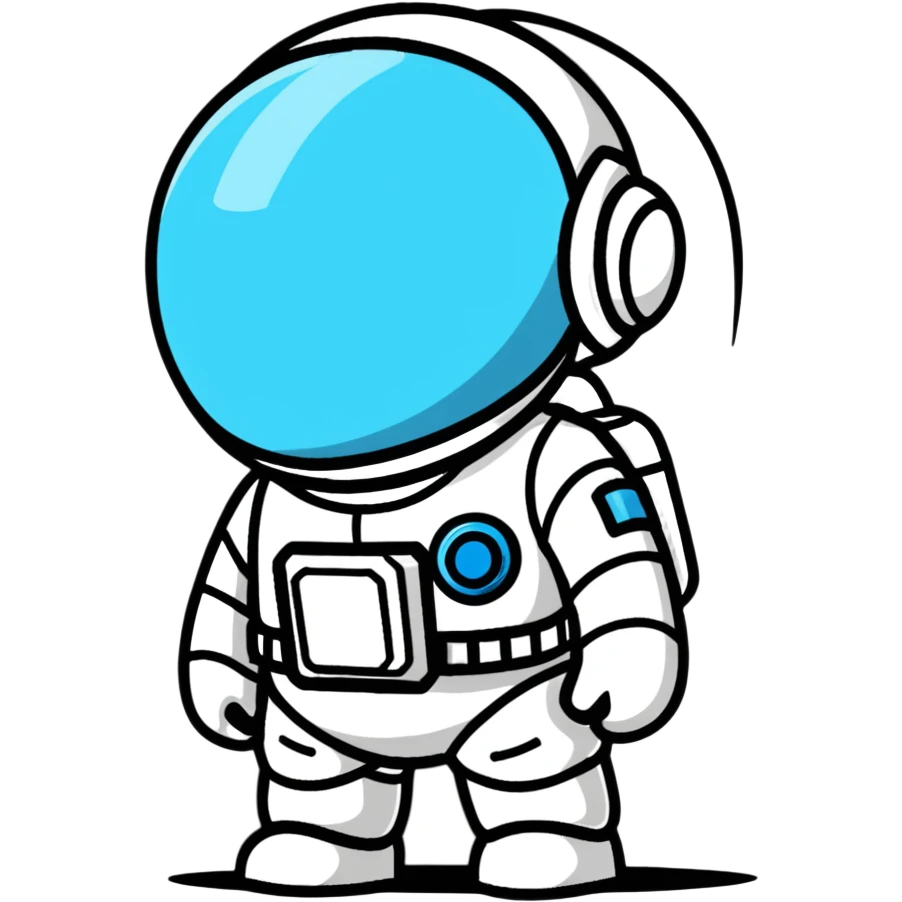 cartoon sticker of a little astroneer in a white suit and helmet, crying hard with big tears emoji