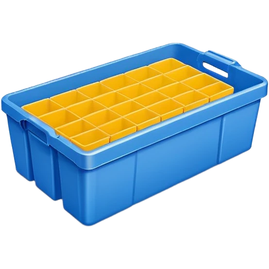 stackable plastic parts bin blue emoji