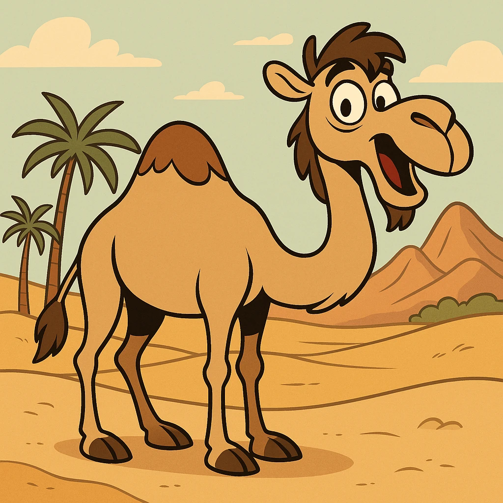 stylized camel and desert background in Saudi Arabia emoji