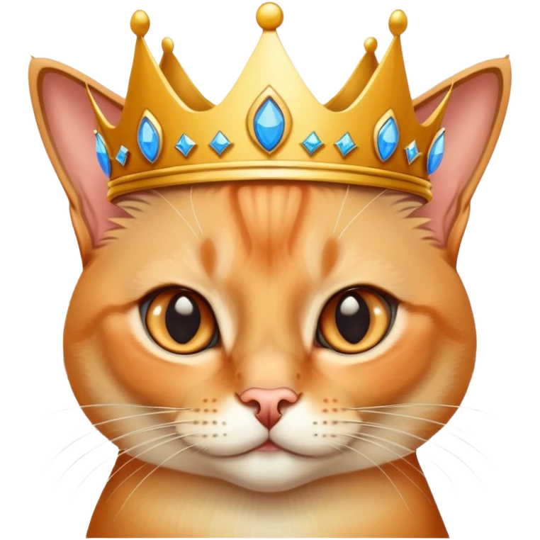 Orange Siamese, cat with big blue eyes and a queen crown emoji