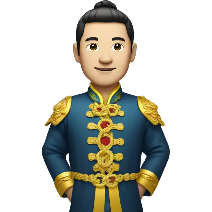 rich chinese man with gold chain in national dress emoji