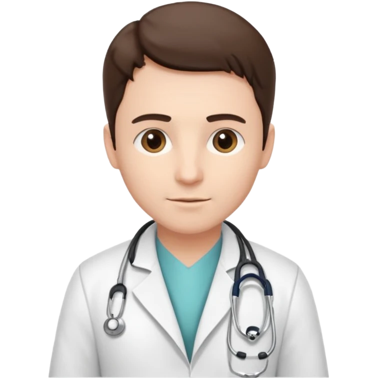 medico con estetoscopio y bata en la consulta de un hospital emoji