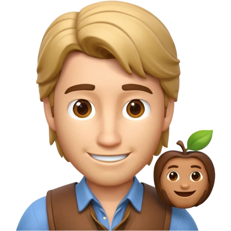 Crie um emoji 3D estilo Apple inspirado no personagem Flynn Rider (José) de Enrolados: pele clara, cabelo castanho, sorriso charmoso, sobrancelha arqueada, expressão confiante e divertida emoji