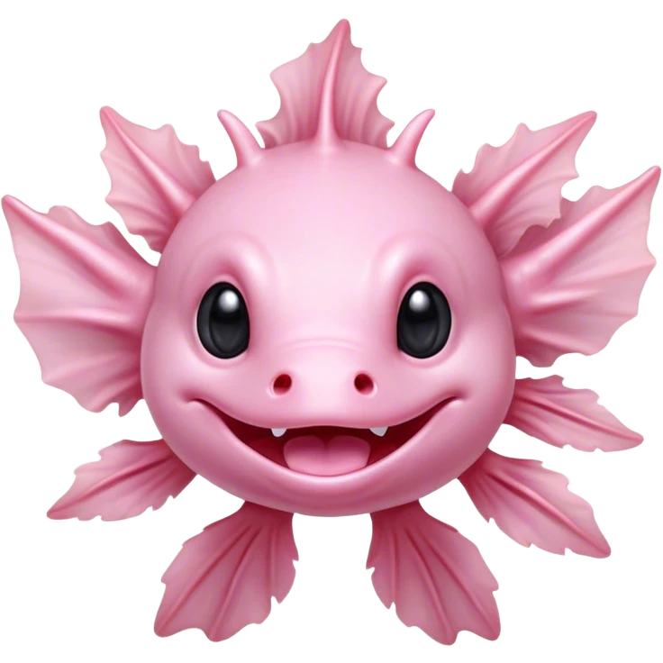 Cinematic Comical Axolotl Portrait Emoji, Head tilted dramatically with an exaggeratedly amused expression, featuring smooth, pale pink skin with ruffled, feathery gills and wide, expressive dark eyes filled with playful disbelief, Simplified yet hilariously expressive features, highly detailed, glowing with a slightly sassy glow, high shine, dramatic yet playful, stylized with an air of cheeky mischief, bright and endearing, soft glowing outline, capturing the essence of a spirited and over-the-top aquatic friend, so meme-worthy it feels like it could side-eye its way into internet fame instantly! emoji