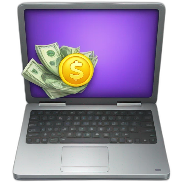 laptop with money symbol on the display emoji