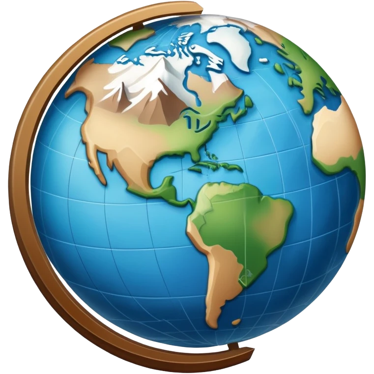 an icon featuring an earth with attitude and longitude lines, a textbook, and a topographic map, symbolizing geography as a science. The design includes a compass, mountain ranges, and rivers, representing the study of Earth's features and landscapes. Transparent background highlights geography. emoji