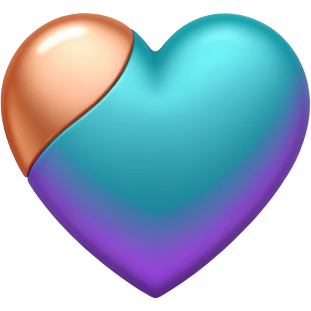 I need a teal, orange , purple, and rose gold Heart emoji that looks like a cartoon  emoji