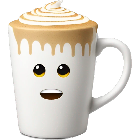 latte in white concrete mug emoji