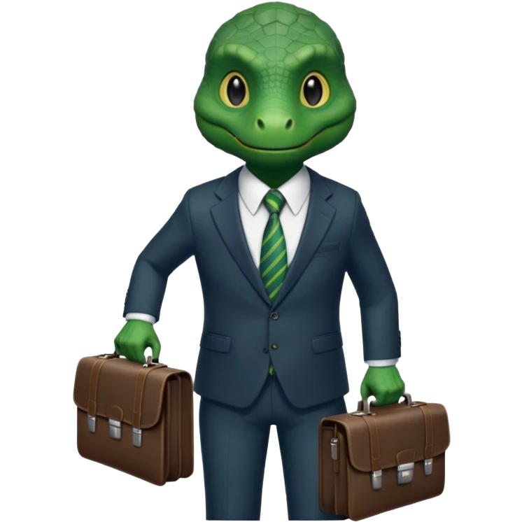 reptilian in a business suit with a tie and briefcase emoji