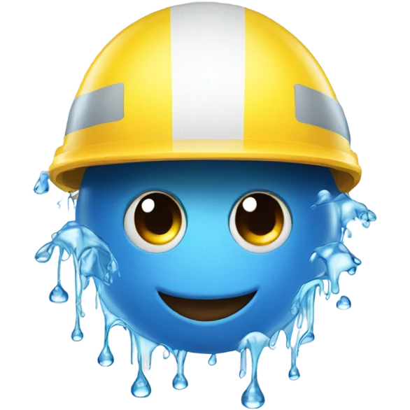 Emoji with a helmet and water on face emoji