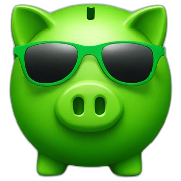 green piggybank with green sunglasses emoji
