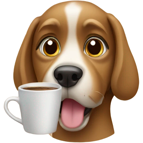 Dog drinking coffee emoji