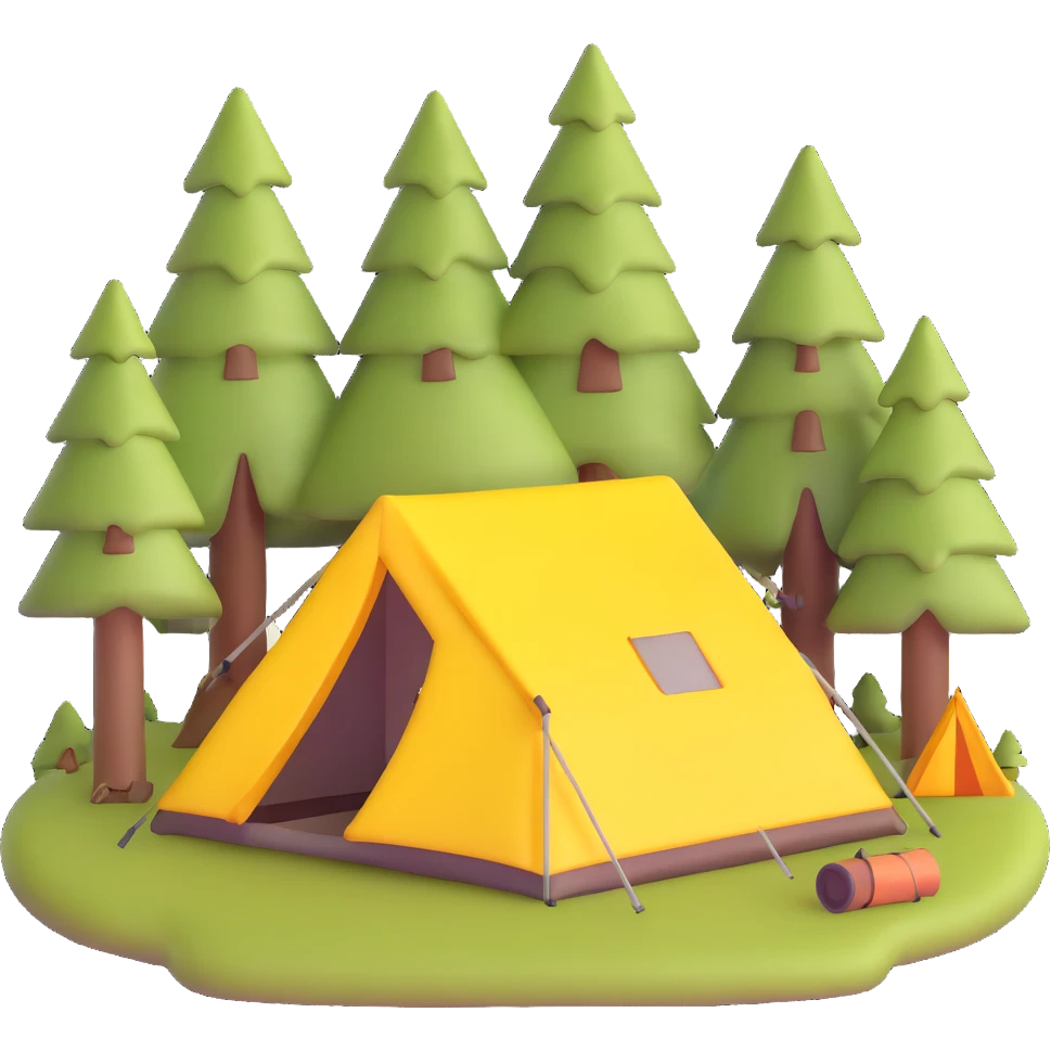 forest with a camping tent emoji