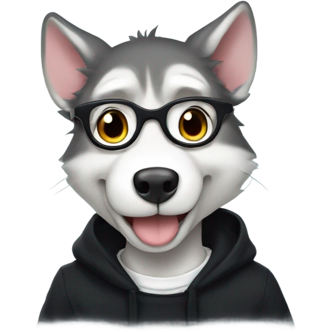 Husky Rat anime style with professor’s glasses and black sweater emoji