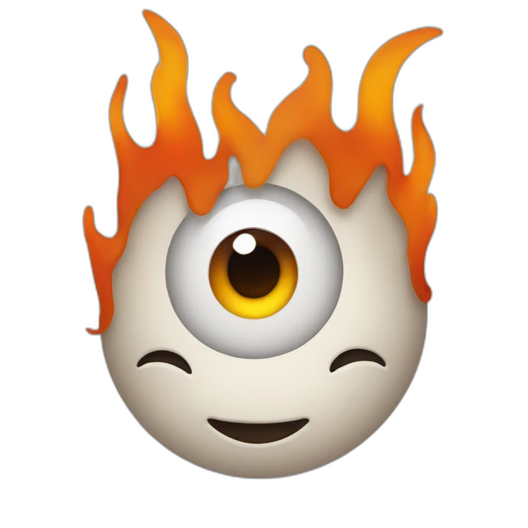flamme avec des yeux emoji