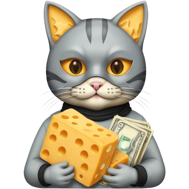 robber emoji with money cheese cat emoji