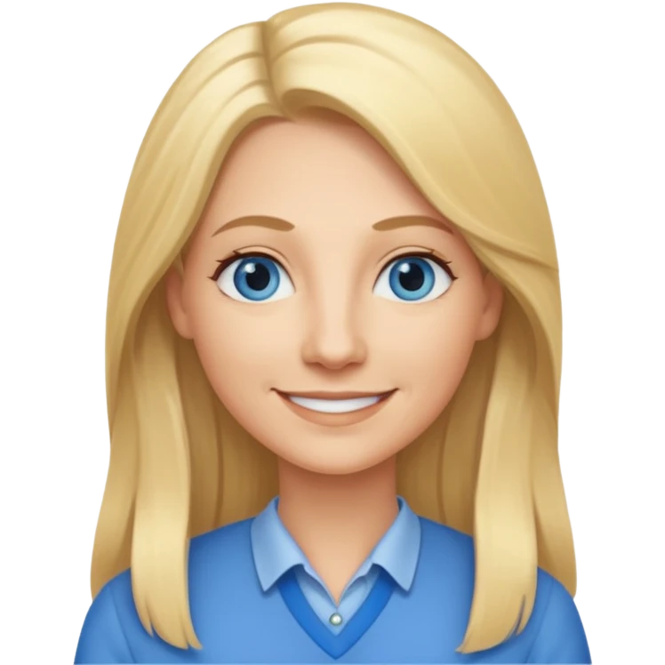 a 40 year old teacher with long blonde hair and blue eyes emoji