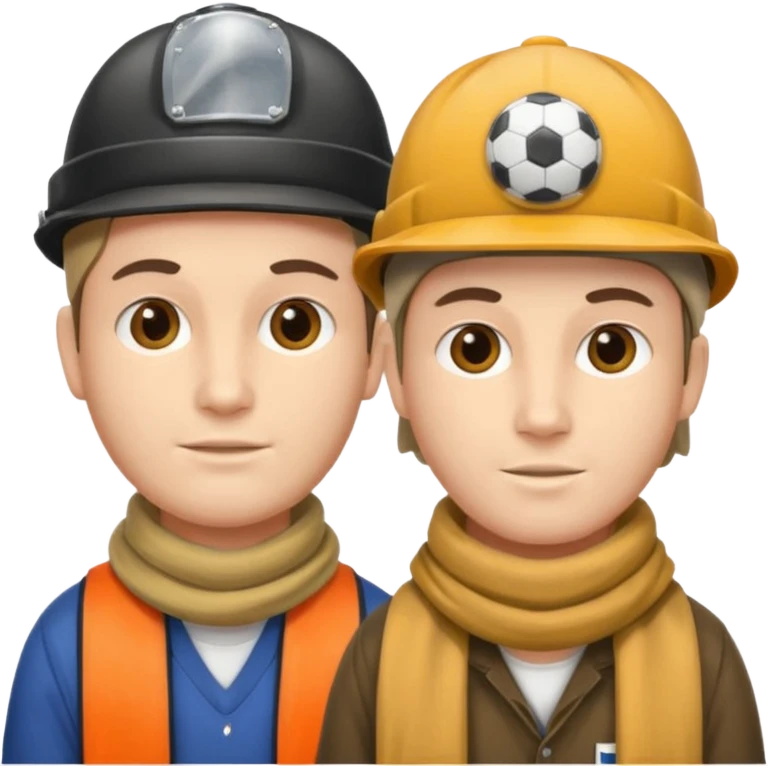 two headed person with one head wearing a loggers hat and the other a football scarf emoji