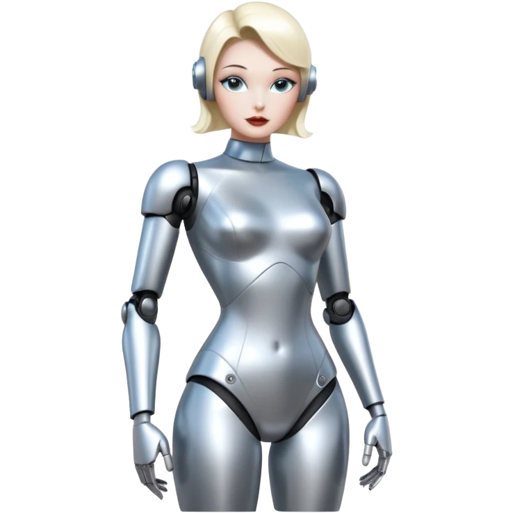 Sexy blank face robot girl full body pinup pose emoji