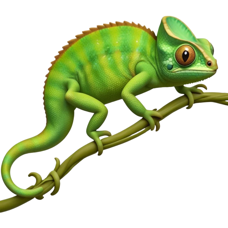 cinematic-chameleon-realistic-full-body-climbing-emoji,-slender-body-gripping-a-twisting-vine-with-prehensile-feet,-scaly-green-skin-shifting-shades-with-its-environment,-large-bulging-eyes-rotating-independently,-delicate-coiled-tail-curling-behind,-long-tongue-slightly-protruding-as-if-ready-to-strike,-simplified-yet-realistic-focused-features,-highly-detailed,-glowing-with-an-ethereal-forest-light emoji