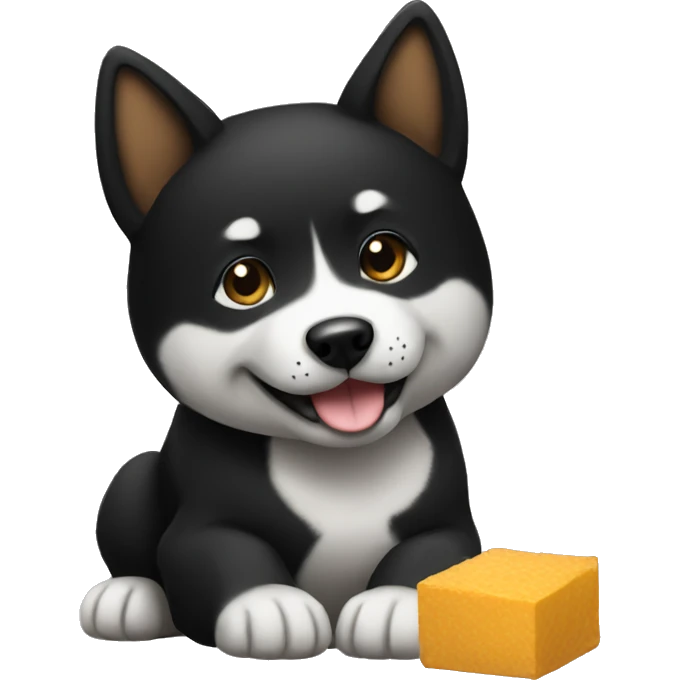 black shiba working emoji
