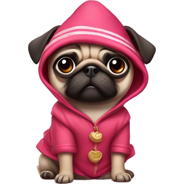 Pug in cherry clothes emoji