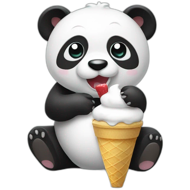 Panda eating ice cream emoji