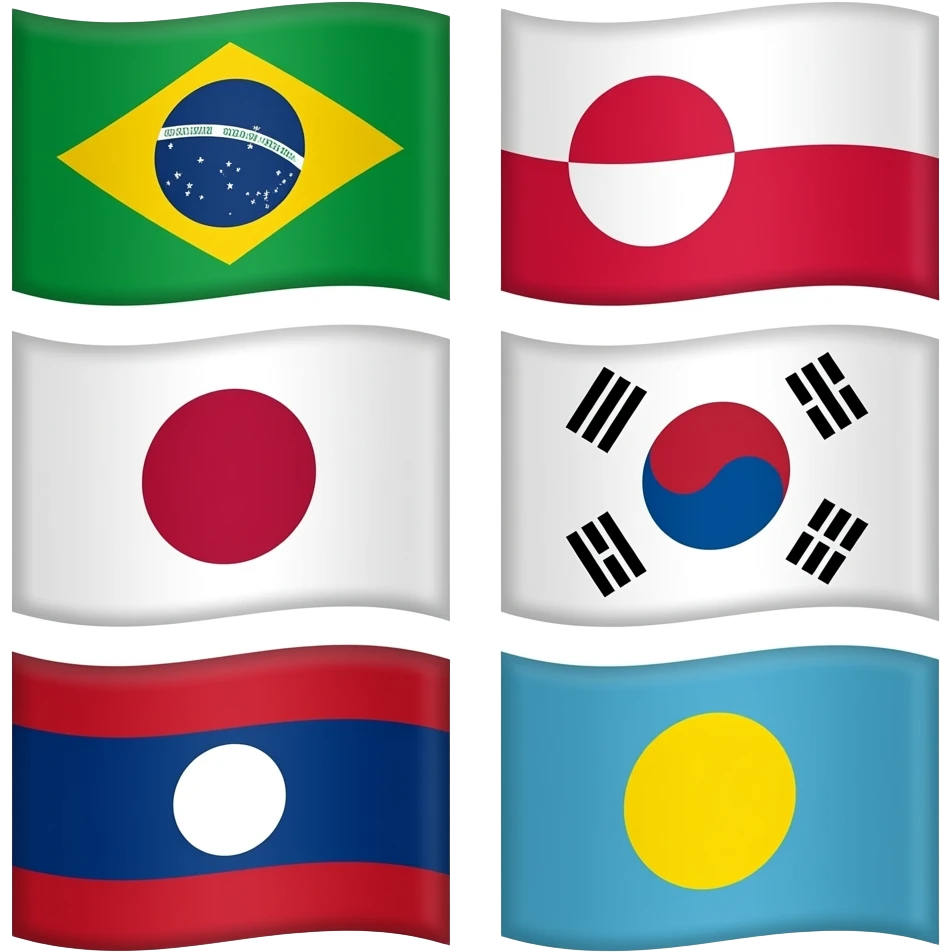 Flag sunsunsussun🇧🇷🇬🇱🇯🇵🇰🇷🇱🇦🇵🇼 emoji