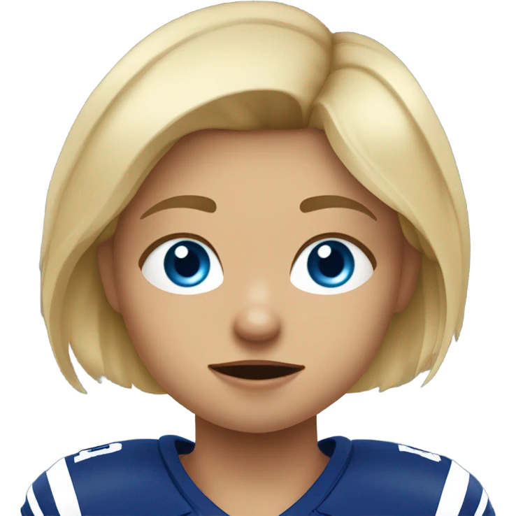 blonde hair blue eye girl playing flag football. she is crying and upset emoji