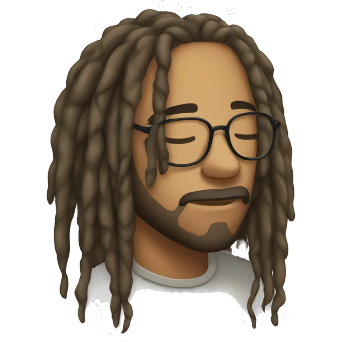 Sleeping dreadhead with glasses no beard emoji
