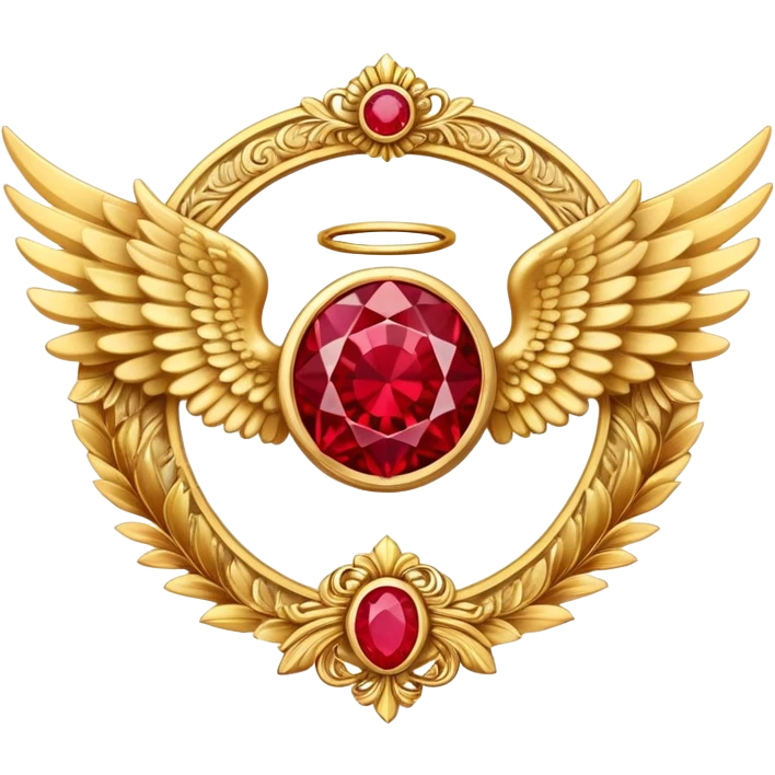 3 rd place award number in frame decorated with golden angel  wings and rubby stone emoji