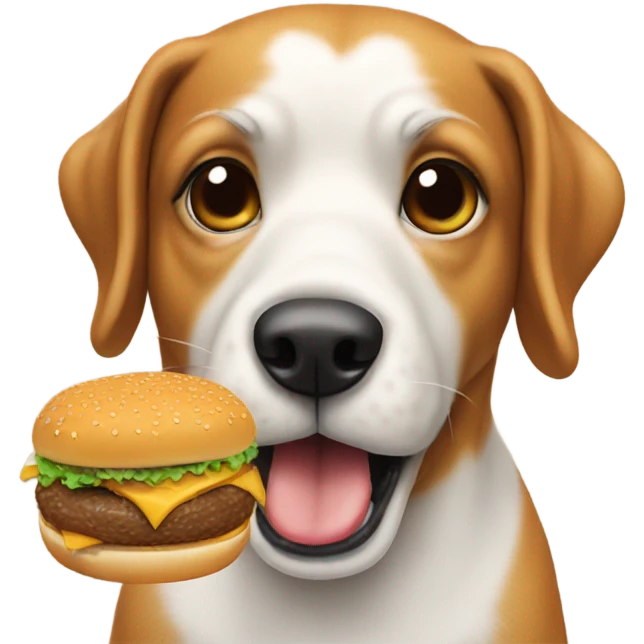 Dog eating a burger emoji